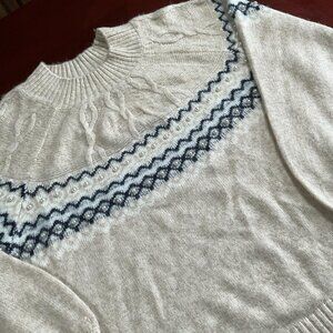 Womens Crown & Ivy Cream Patterned Yoke Knit WARM & COZY Sweater (XXLarge)